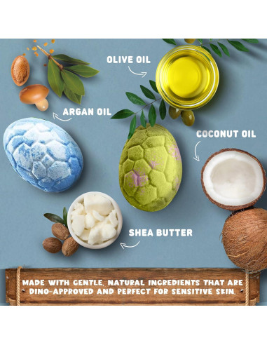 Bombas de baño orgánicas Quack Quack Moo con juguetes dinosaurios - 12 unidades