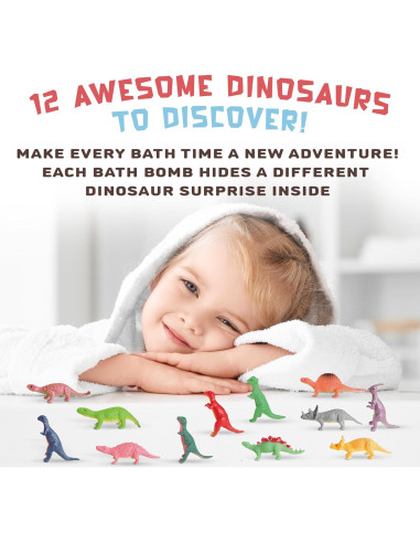 Bombas de baño orgánicas Quack Quack Moo con juguetes dinosaurios - 12 unidades