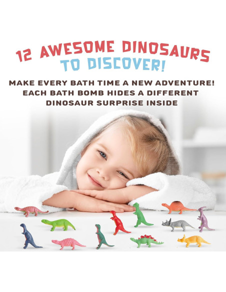 Bombas de baño orgánicas Quack Quack Moo con juguetes dinosaurios - 12 unidades