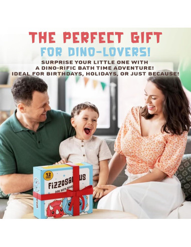 Bombas de baño orgánicas Quack Quack Moo con juguetes dinosaurios - 12 unidades