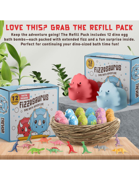 Bombas de baño orgánicas Quack Quack Moo con juguetes dinosaurios - 12 unidades