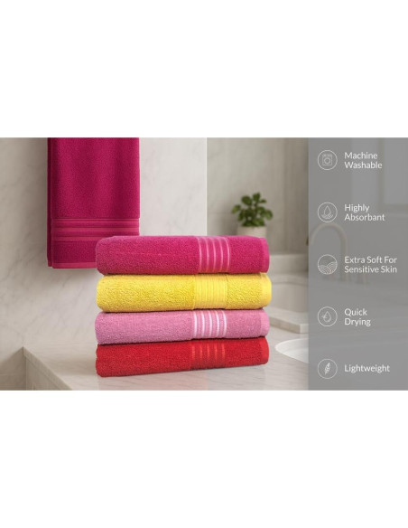 Conjunto de 4 Toallas de Baño BolBom*S 71x147 cm Algodón Suaves