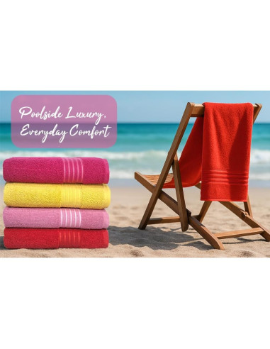 Conjunto de 4 Toallas de Baño BolBom*S 71x147 cm Algodón Suaves