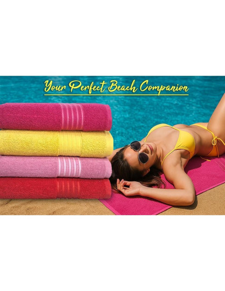 Conjunto de 4 Toallas de Baño BolBom*S 71x147 cm Algodón Suaves