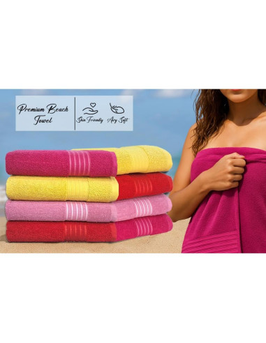 Conjunto de 4 Toallas de Baño BolBom*S 71x147 cm Algodón Suaves