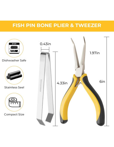 Kit de Pinzas para Espinas de Pescado THAMIAO 15.24 cm Acero Inoxidable