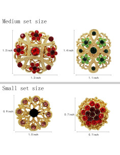 Lote 24 Broches de Cristal Multicolor Mutian 3-3.5cm 2