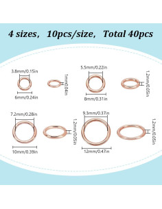 40 Anillas de Salto Cerradas HOBBIESAY Oro Rosa 3.8-9.3mm 2