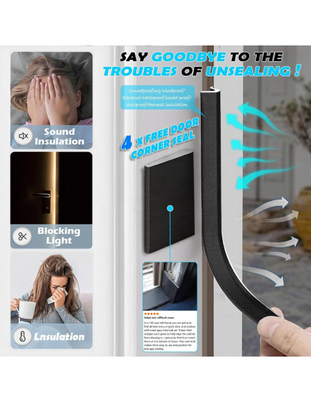 Sello de Burlete para Puerta Pluden 26FT Negro Aislante Acústico