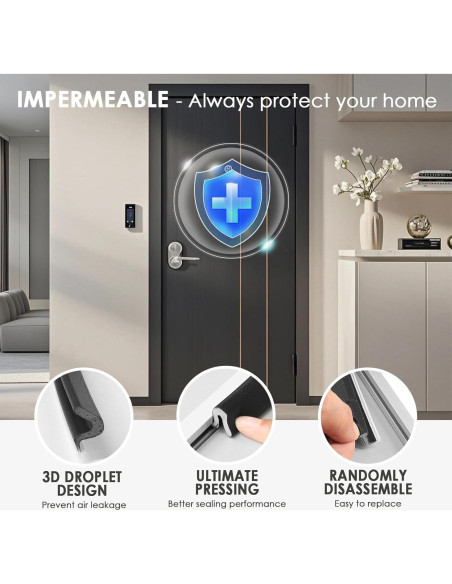 Sello de Burlete para Puerta Pluden 26FT Negro Aislante Acústico