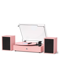 Reproductor de Vinilo Bluetooth Rosa con Altavoces Externos 30W