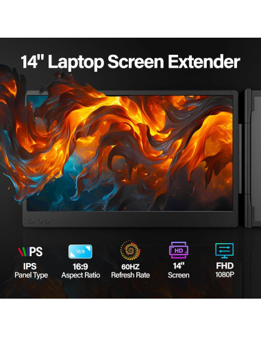 Extensor de Pantalla para Laptop Setclod 14" 1080P FHD Triple Monitor