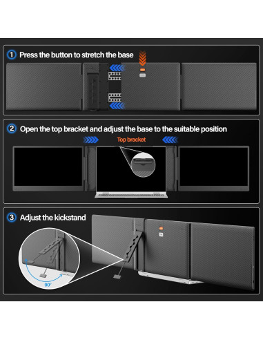 Extensor de Pantalla para Laptop Setclod 14" 1080P FHD Triple Monitor
