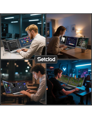 Extensor de Pantalla para Laptop Setclod 14" 1080P FHD Triple Monitor