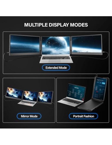 Extensor de Pantalla para Laptop Setclod 14" 1080P FHD Triple Monitor