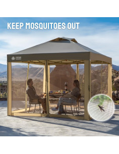 Red de Mosquito CROWN SHADES para Gazebo 3.05x3.05m Caqui 2