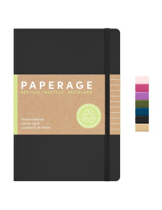 Cuaderno de Notas Reciclado PAPERAGE Negro 160 Páginas 14.2x20.3cm