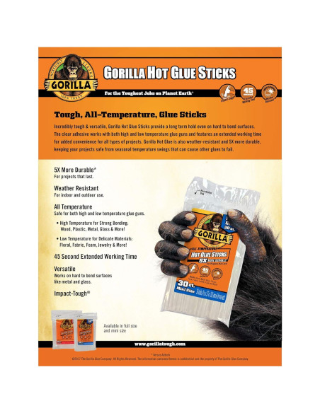 Palitos de Pegamento Caliente Gorilla 30 Unidades 10.16 cm