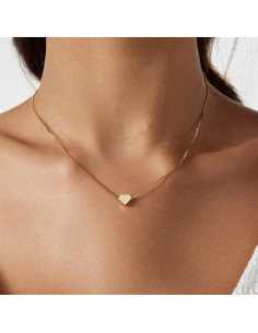 Collar Choker de Corazón Airmb Joyería Baño de Oro 40.64 cm 2