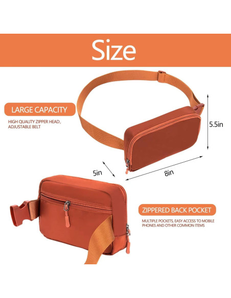 Bolso de Cinturón Fanny Pack Unisex Tlmody-1 Café 20x5x13cm