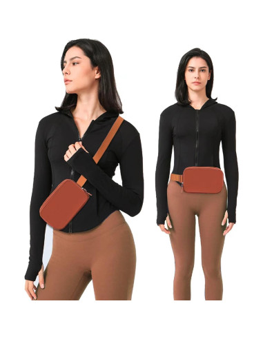 Bolso de Cinturón Fanny Pack Unisex Tlmody-1 Café 20x5x13cm