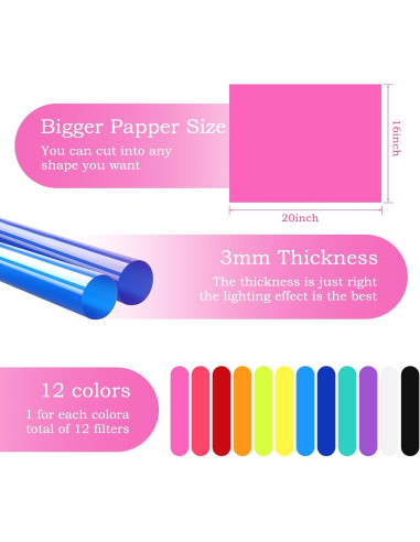 12 Filtros de Gel de Luz Transparente LOVE-FEEL 40x50 cm