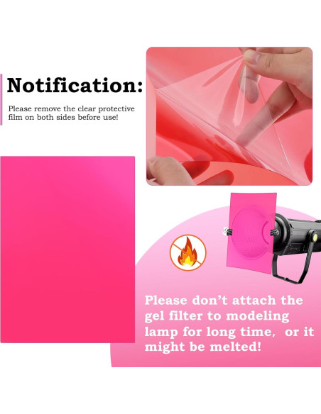 12 Filtros de Gel de Luz Transparente LOVE-FEEL 40x50 cm