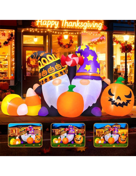 Decoración Inflable KOOY 1.83m Gnomos Acción de Gracias LED