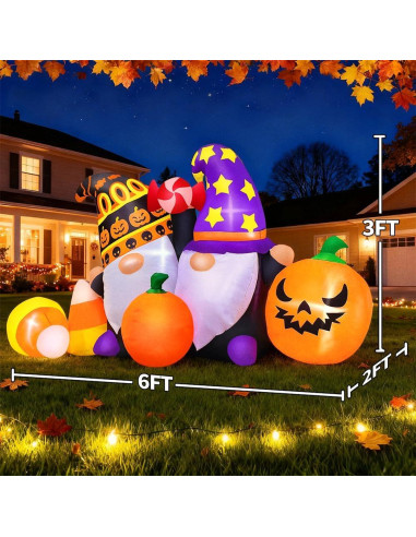 Decoración Inflable KOOY 1.83m Gnomos Acción de Gracias LED