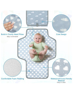 Almohadilla de Cambio de Pañales Portátil Accmor Nube Gris 2