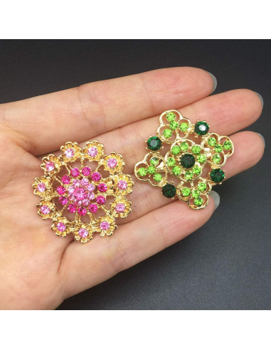 Lote 24 Broches de Cristal Multicolor Mutian 3-3.5cm