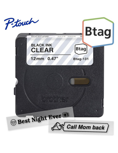 Cinta de Etiqueta Brother Btag131 12mm x 4m Transparente
