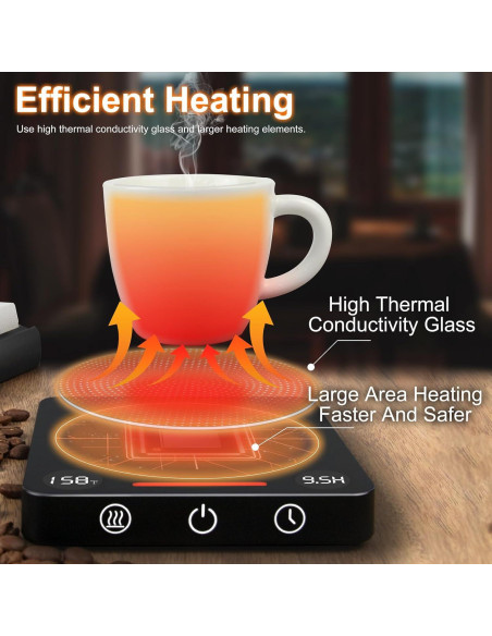 Calentador de Tazas de Café Iporru Modelo Negro con Pantalla Dual