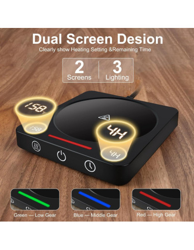 Calentador de Tazas de Café Iporru Modelo Negro con Pantalla Dual