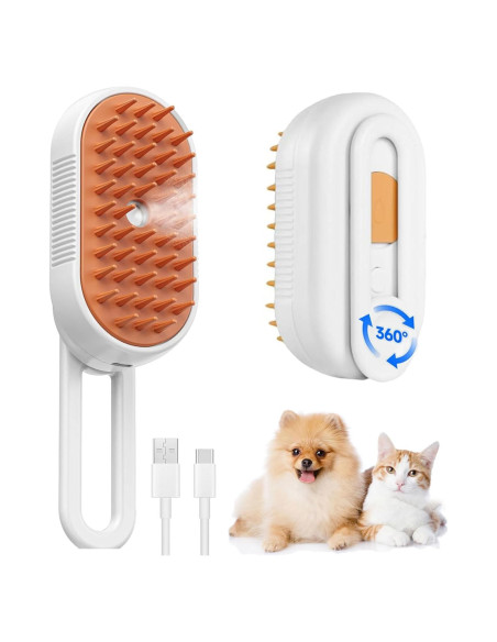 Cepillo de Vapor 4 en 1 para Gatos y Perros MS-0002 Beige