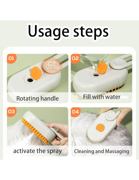 Cepillo de Vapor 4 en 1 para Gatos y Perros MS-0002 Beige