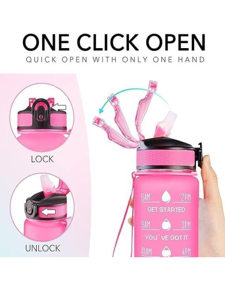 Botella de Agua 32 Oz Yipaidel con Citas Motivacionales y Popote