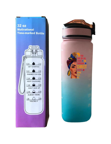 Botella de Agua 32 Oz Yipaidel con Citas Motivacionales y Popote