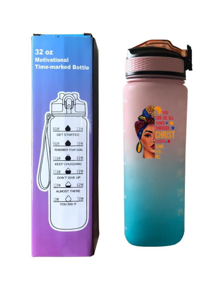 Botella de Agua 32 Oz Yipaidel con Citas Motivacionales y Popote