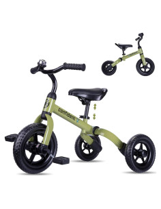 Triciclo 3 en 1 YGJT Verde Militar para Niños 2-5 Años