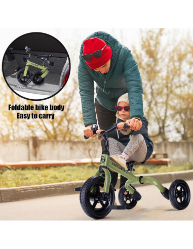 Triciclo 3 en 1 YGJT Verde Militar para Niños 2-5 Años