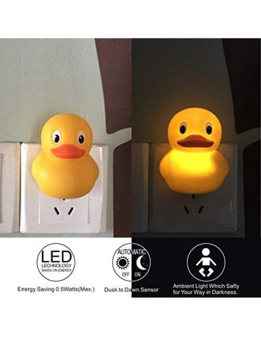 Paquete de 2 luces nocturnas LED con sensor automático 2700K