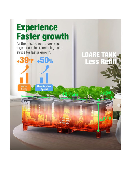 Sistema Hidropónico Misting Okayice 15 Pods 2.5L Jardín Interior