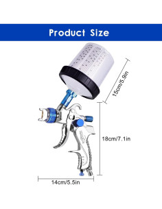 Pulverizador de pintura HVLP ROIKETU 600ML 10 piezas 2
