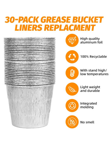 30 Forros de Cubo de Grasa Ethanberg para Parrillas Traeger y Más