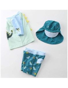 Conjunto de Traje de Baño 3 Piezas Niños Tiburón UPF 50+ 2