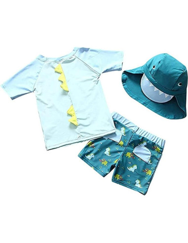 Conjunto de Traje de Baño 3 Piezas Niños Tiburón UPF 50+