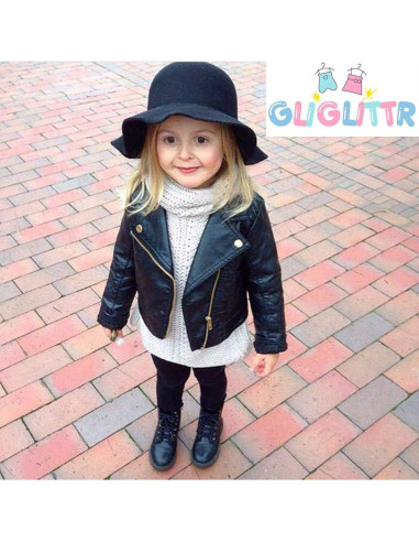 Chaqueta de Cuero Sintético para Niñas 1-5 Años - Negra