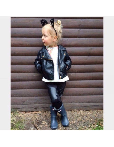 Chaqueta de Cuero Sintético para Niñas 1-5 Años - Negra