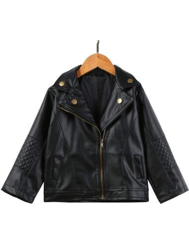 Chaqueta de Cuero Sintético para Niñas 1-5 Años - Negra